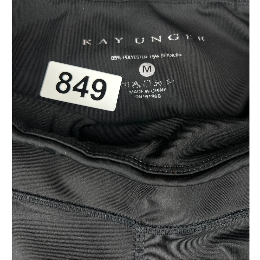 Kay Unger Black Athletic‎ Leggings High Waist Performance Pockets Size M